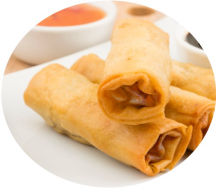 Duck Spring Rolls with sweet Chilli.